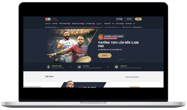 Giao diện M88 trên máy tính